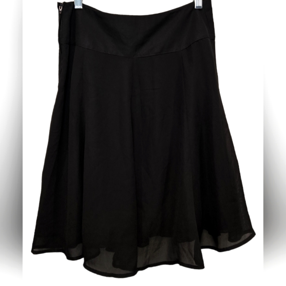 H&M Skirt Womens Black Midi Lined, A Line Flowy Side Zipper Size 4